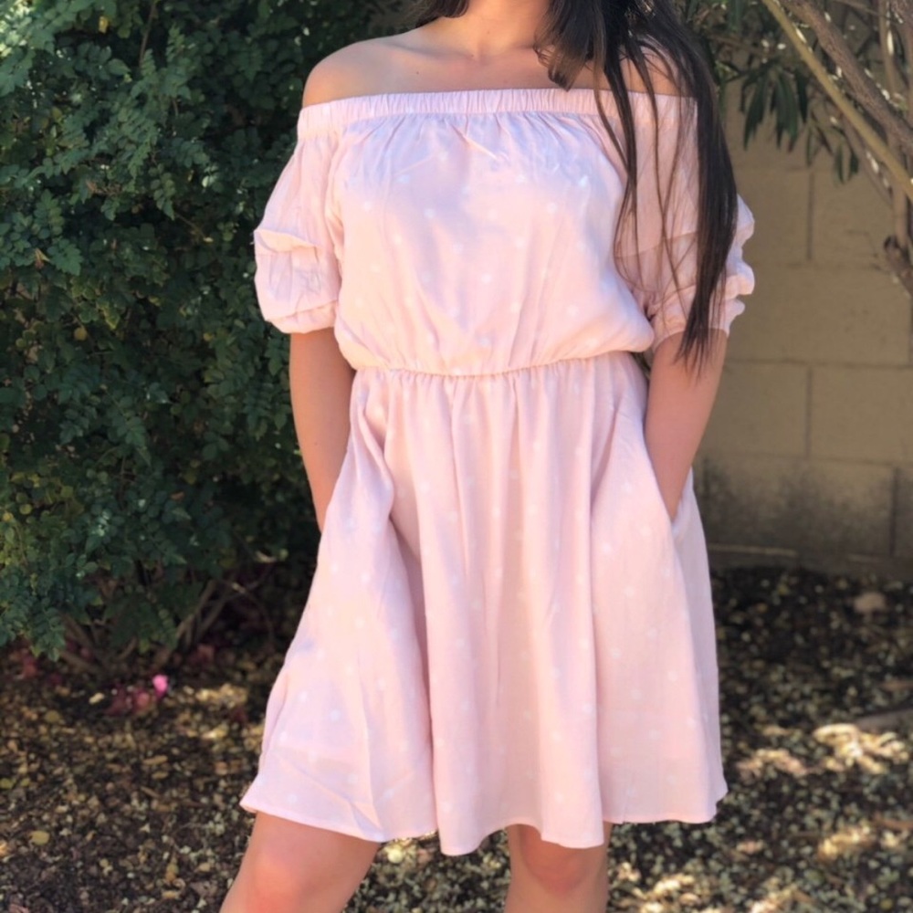 PeachLove Pink & White Polka Dot Dress